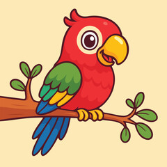 Cartoon Colorful Parrot Bird Vector