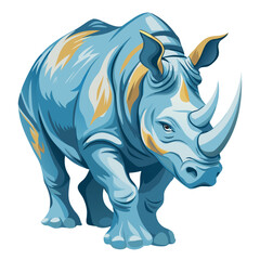 vector illustration of rhino, walking, watercolor