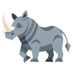 vector illustration of rhino, walking, abstract