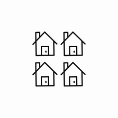 four small houses icon sign vector