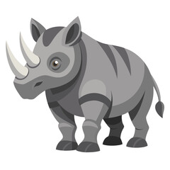 vector illustration of rhino, walking, abstract
