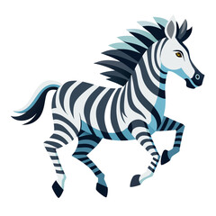 vector illustration of zebra, running, watercolor