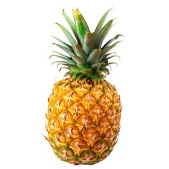 Fresh pineapple, vibrant yellow-gold skin, green crown