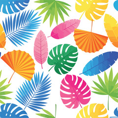 Seamless Pattern, Tropical leaf pattern with vibrant colors creating a summer themed background Stock royalty free image.