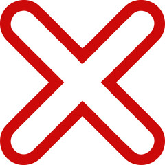 Obraz premium Red outlined cross mark icon symbol for cancel, rejection and error