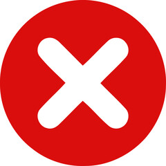 Fototapeta premium Red circle with white cross mark icon for rejection, cancel and wrong