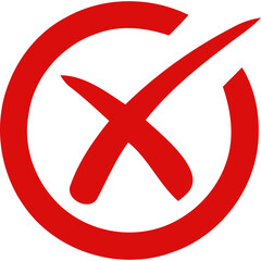 Fototapeta premium Red outlined circle with stylized cross mark icon symbol for rejection