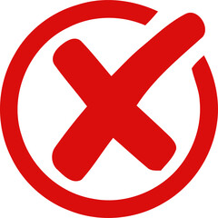 Fototapeta premium Red circle with cross mark icon symbol for error, cancel and prohibition