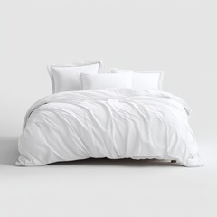 Elegant White Bedding Set for a Luxurious Bedroom , isolated on white background png