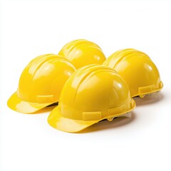 Fototapeta premium Bright Yellow Hard Hats for Construction , isolated on white background png
