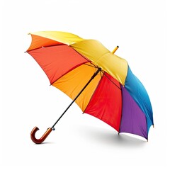 Colorful umbrella angled against a white background