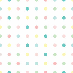 Obraz premium Seamless Pattern, Seamless pattern of pastel polka dots on a white background creates a soft design Stock royalty free