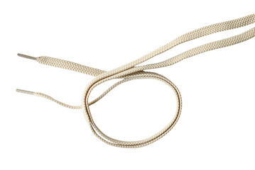 Twisted flying white shoelaces isolated, clipping path, PNG