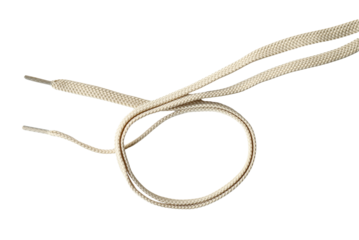 Twisted flying white shoelaces isolated, clipping path, PNG