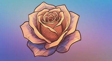 Rose Sketch: Hues of Warmth and Line