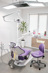 Inside a bright and modern dental office, ready for patient care and treatment.