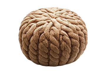 Obraz premium Knit pouf in braided pattern, cozy sphere on transparent background