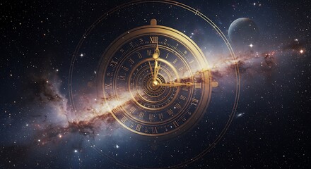 Fototapeta premium Cosmic Clockwork: A 3D Render of Time's Passage