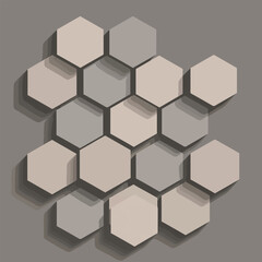 Seamless Pattern, Abstract hexagonal pattern with neutral colors and layered shadow effect Stock royalty free image.