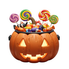 Handmade Clay Lollipops, Candy Corn, and Wrapped Halloween Sweets in 3D Style