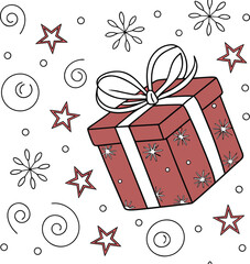 Festive Christmas gift boxes adorned with red ribbons, bows, and delicate snowflakes create a perfect holiday surprise