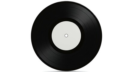 Obraz premium A classic black vinyl record isolated on a white background, perfect for music lovers and collectors