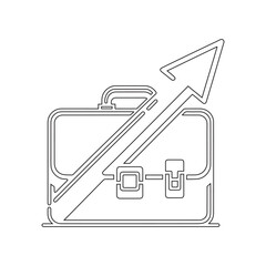 Upward Arrow over Briefcase Icon Black and White Vector
