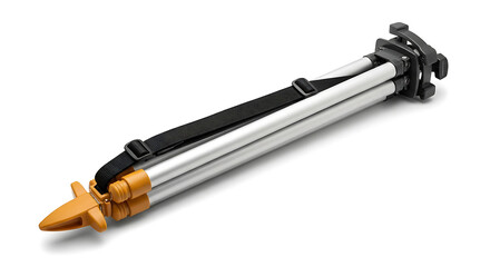 Fototapeta premium Surveying and photography accessory a lightweight, portable tripod with adjustable legs and a quick-release mounting plate for stable camera and equipment support