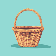 Fototapeta premium Colorful wicker basket on a mint background