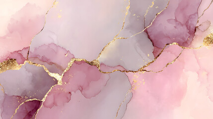 Watercolor pink and gold marble background with detailed texture, abstract pastel luxury decorative digital art vector illustration for elegant design concepts.