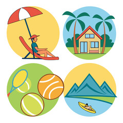 Summer related vector icon set 