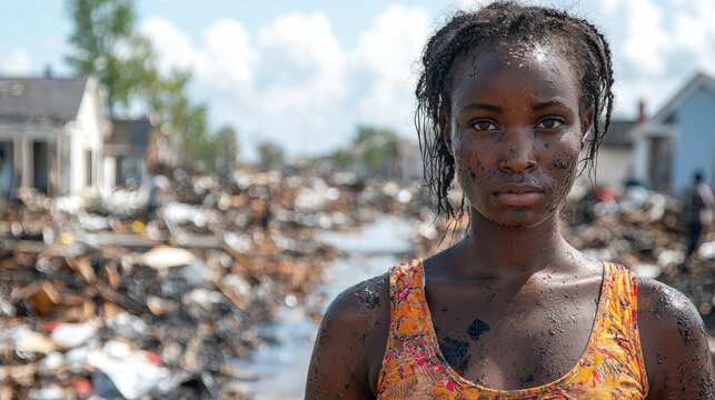 In the aftermath of a raging storm, a team of rescuers, their faces etched with determination, navigated through debris-strewn streets, providing aid and relief to survivors trapped in their 