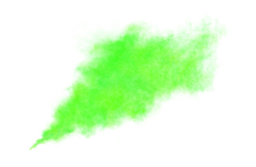 Vivid green smoke cloud on transparent background, ideal for graphic design, digital art, posters, or special effects projects. High-resolution isolated element. Ink cloud
