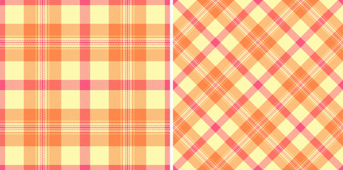 Two vibrant, seamless plaid patterns offer versatility for textile design, backgrounds, or digital art. Warm hues evoke a sense of comfort and style.