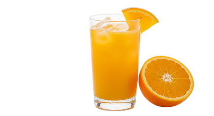 Ein Glas frisch gepresster Orangensaft; transparenter Hintergrund, PNG
