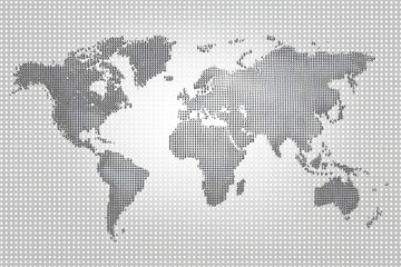 Fototapeta premium Grey dotted world map.