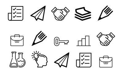 Business and Education Line Icons Set &ndash; Startup, Planning, Research, Strategy, Success, Innovation