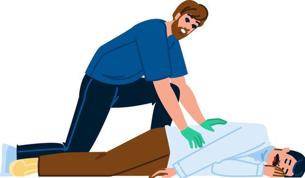 Paramedic performing cpr on unconscious man, first aid emergency response - Powered by Adobe