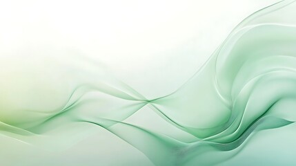 Abstract flowing shapes in light green tones