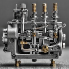 Detailed Close-Up of a Mechanical Fuel Injector Assembly and Components