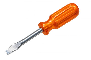 Fototapeta premium Orange screwdriver standing against transparent backdrop, highlighting precision tool for graphic design and professional work