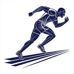 Naklejka premium men sprinters run on track stadium in athletics competition