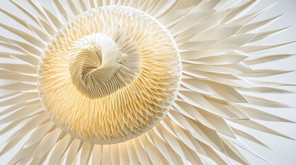 Intricate paper art installation featuring a spiraling design and delicate petals providing a