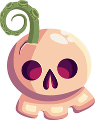  Vector illustration for halloween, sticker set, skull, holiday, autumn, rip, spirits, ghosts, costume, print, cute drawings, kawaii