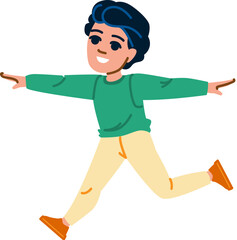 Happy child running and playing, feeling freedom and joy