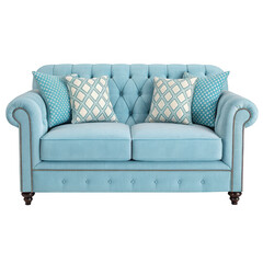 Fototapeta premium Turquoise sofa isolated on transparent background