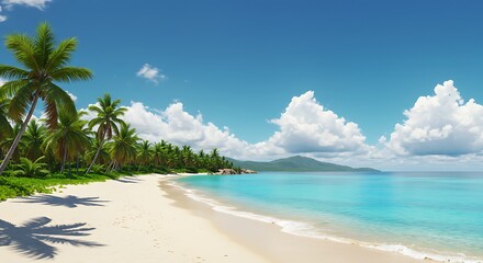 Fototapeta premium Tropical Paradise: Sun-Drenched 3D Render
