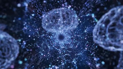 Abstract neural brains form from particles and data streams, converging into a glowing network in deep space—AI, cognition and connectivity concept. generative AI - Powered by Adobe