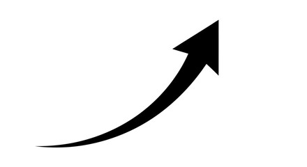 Dynamic black arrow curves upward signifying growth, progress, and success in business
