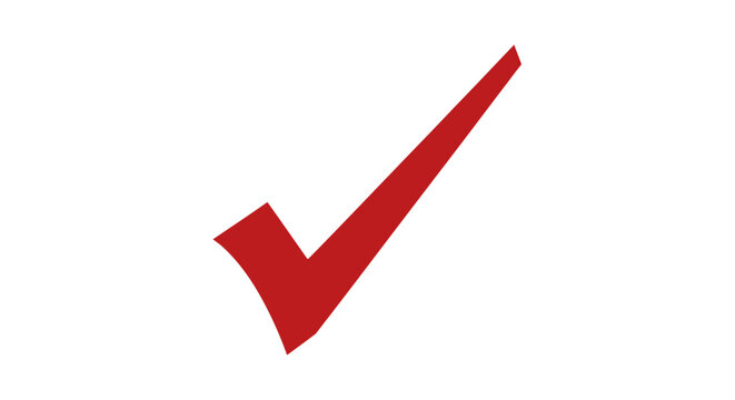 Vibrant red check mark symbol conveying success, approval, and completion on a clean white background.